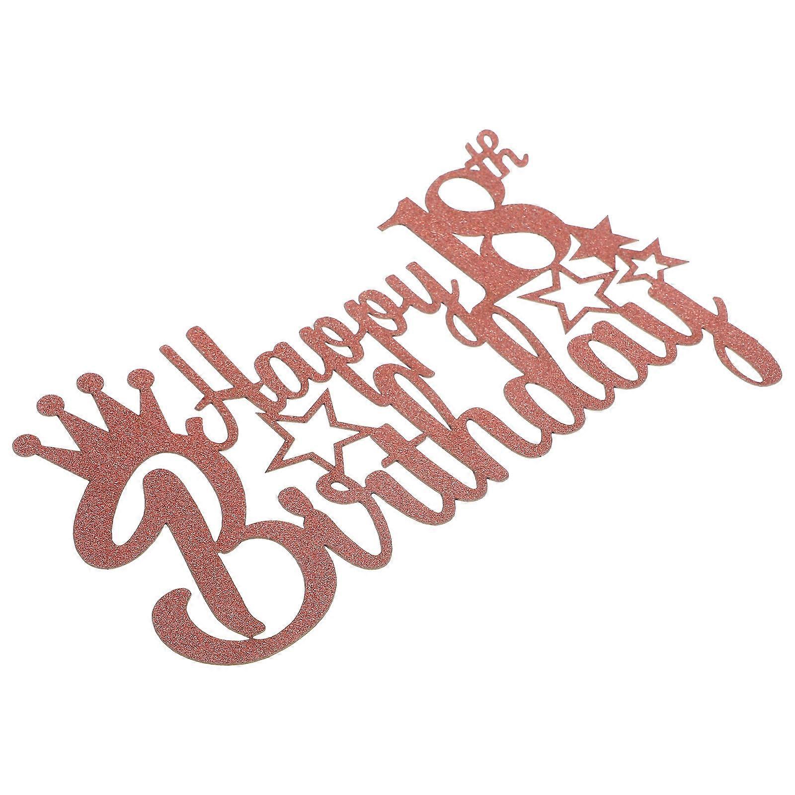 Happy Birthday Cake Topper Rosy Color Flat Ornament Festive Atmosphere 15.00X9.00X0.10CM Paper Material 1Pcs