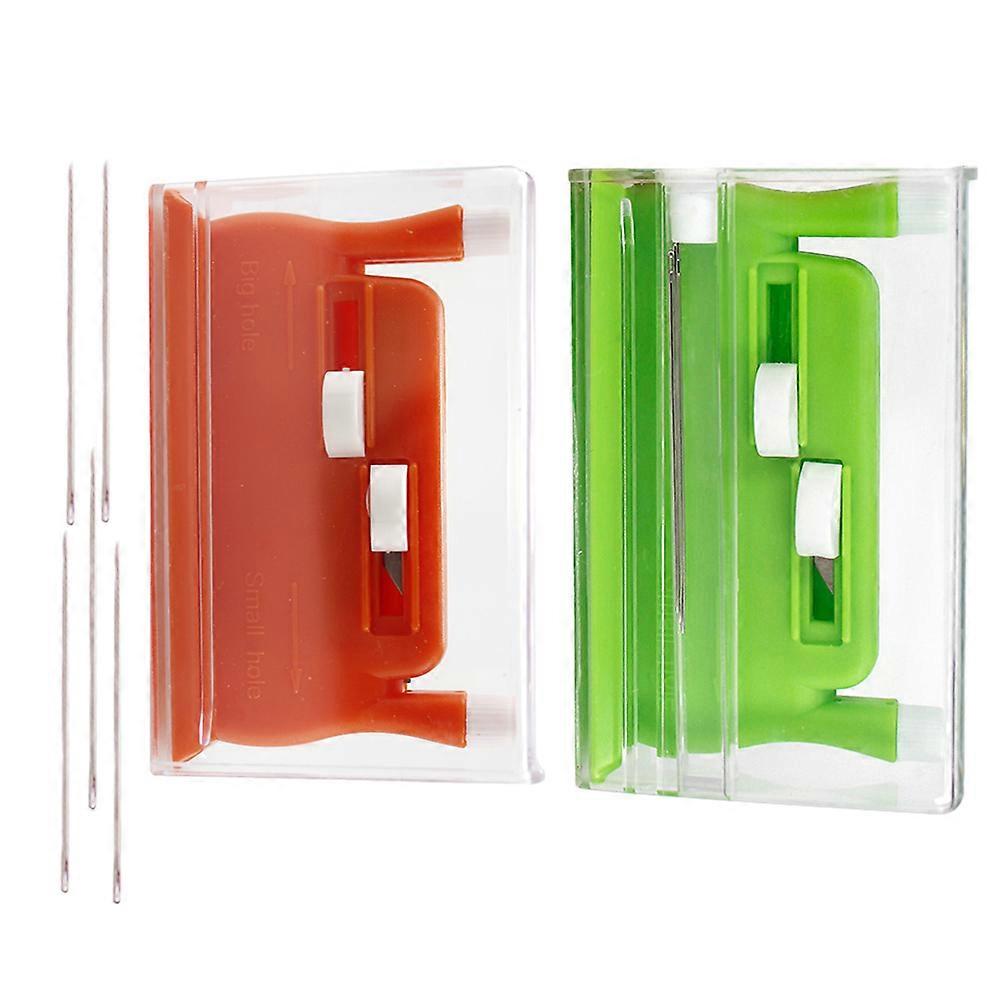 Needle Threading Tool Stitch Insertion Hand Machine DIY Sewing Tool with 10 Needles 7.2x2.5cm ABS 2 Sets