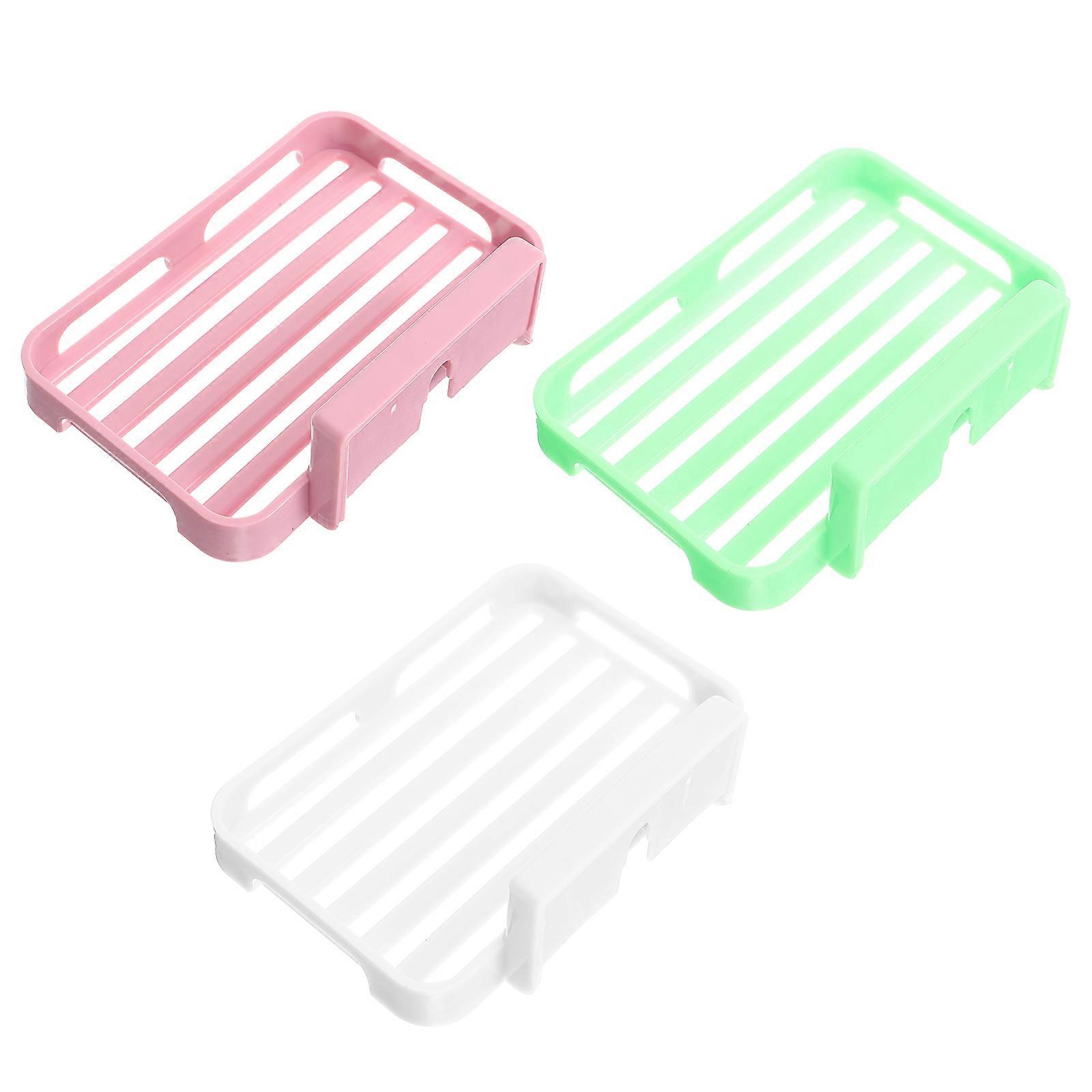 3pcs Adhesive Soap Drainer For Bathroom Wall Self Draining Soap Tray Easy Install For Home Use Colors