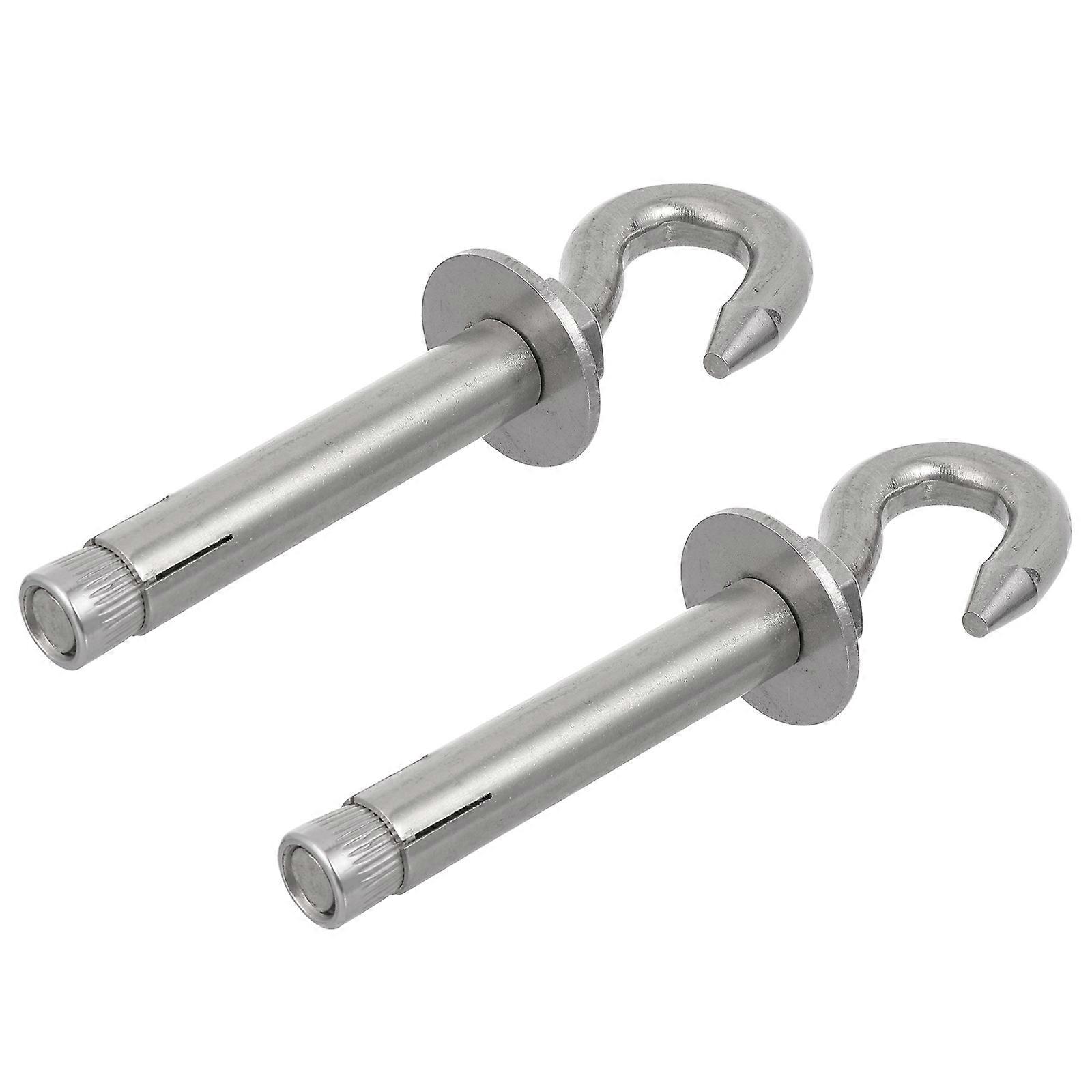 2Pcs Sturdy Stainless Steel Open Cup Hooks for Hammock Hanging Silver