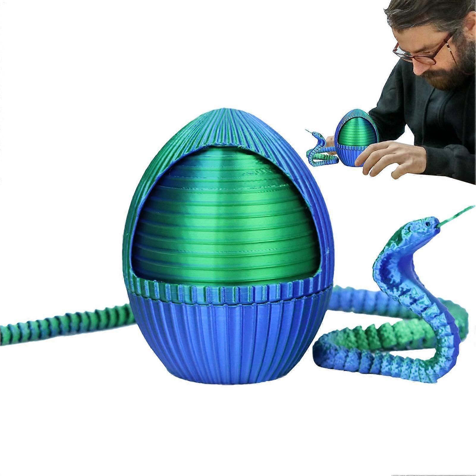3D Snake Eggs - 3D Printed Flexible Snake Egg Fidget Toy for Adults - Blue-Green Gradient Home Decoration