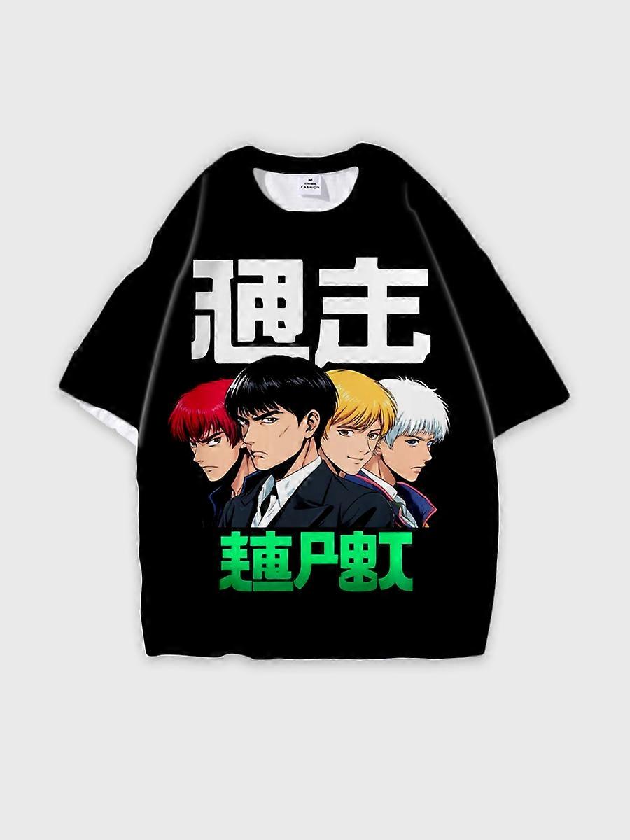 T-shirt round neck book Characters Pattern loose short sleeve B1779