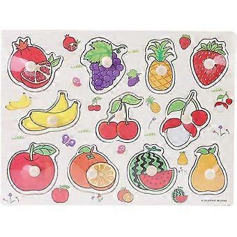 Puzzle Wooden Panel Number/Animal/Fruit Button/Cognitive Early Educational Toy(Fruit)