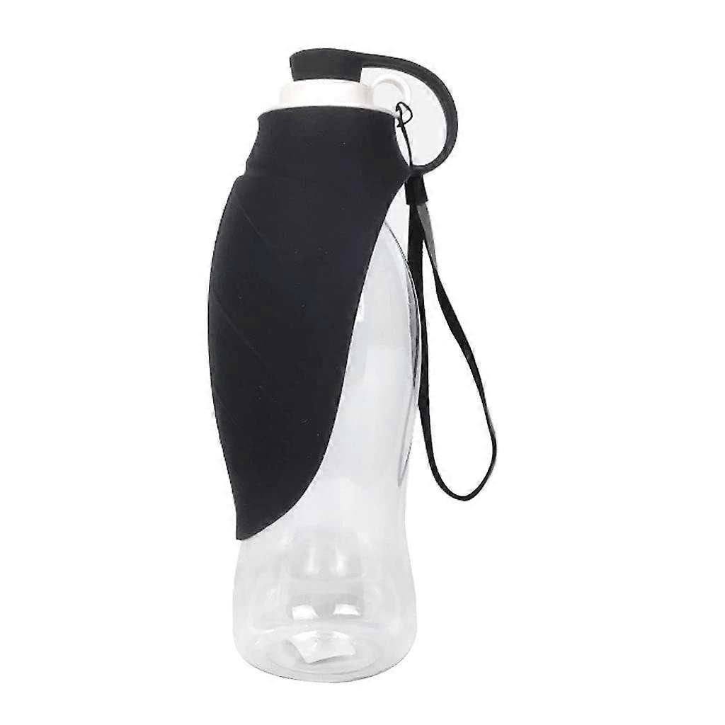 Soft Food Grade Silicone Leaf Design Portable Pet Dog Water Bottle 580ML Capacity Leak Proof Easy To Use Dark Gray