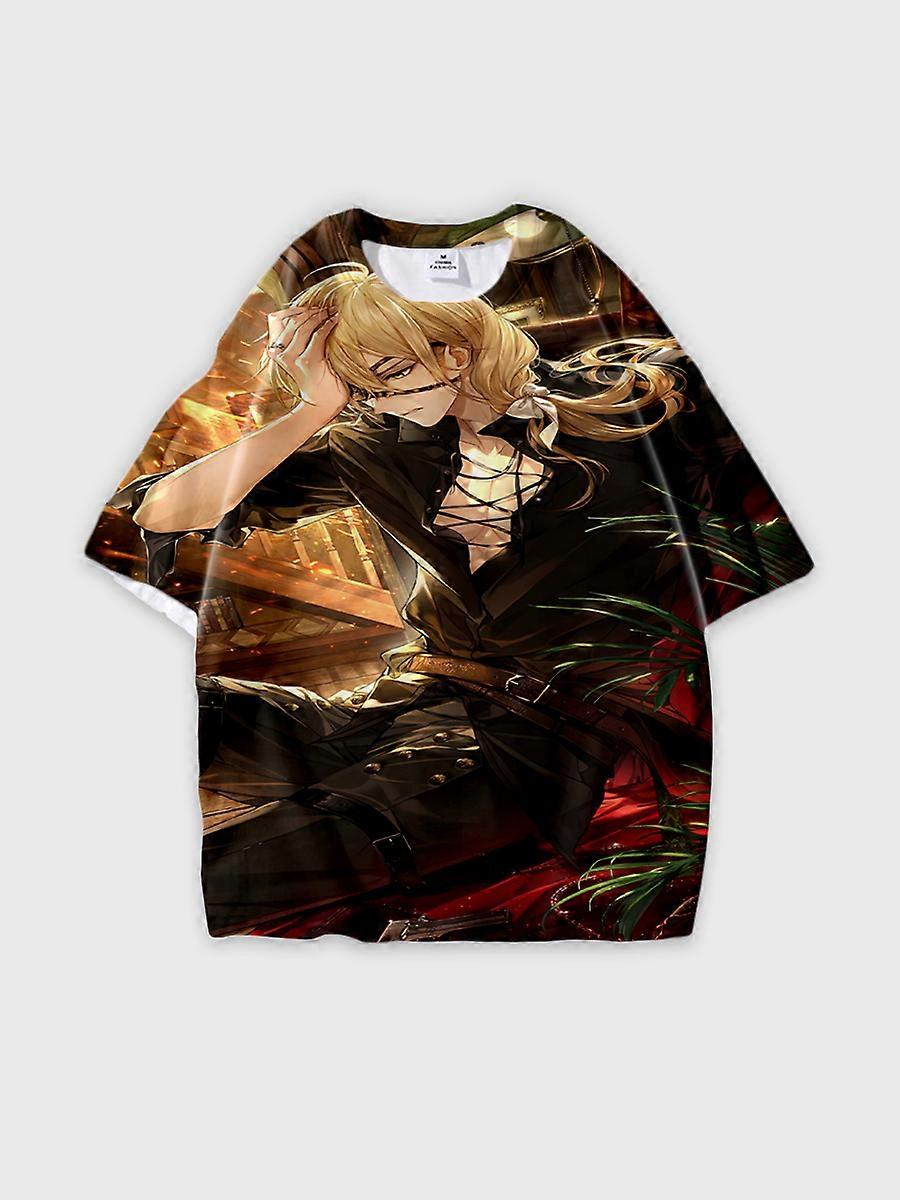 T-shirt round neck Role Pattern loose short sleeve E3121