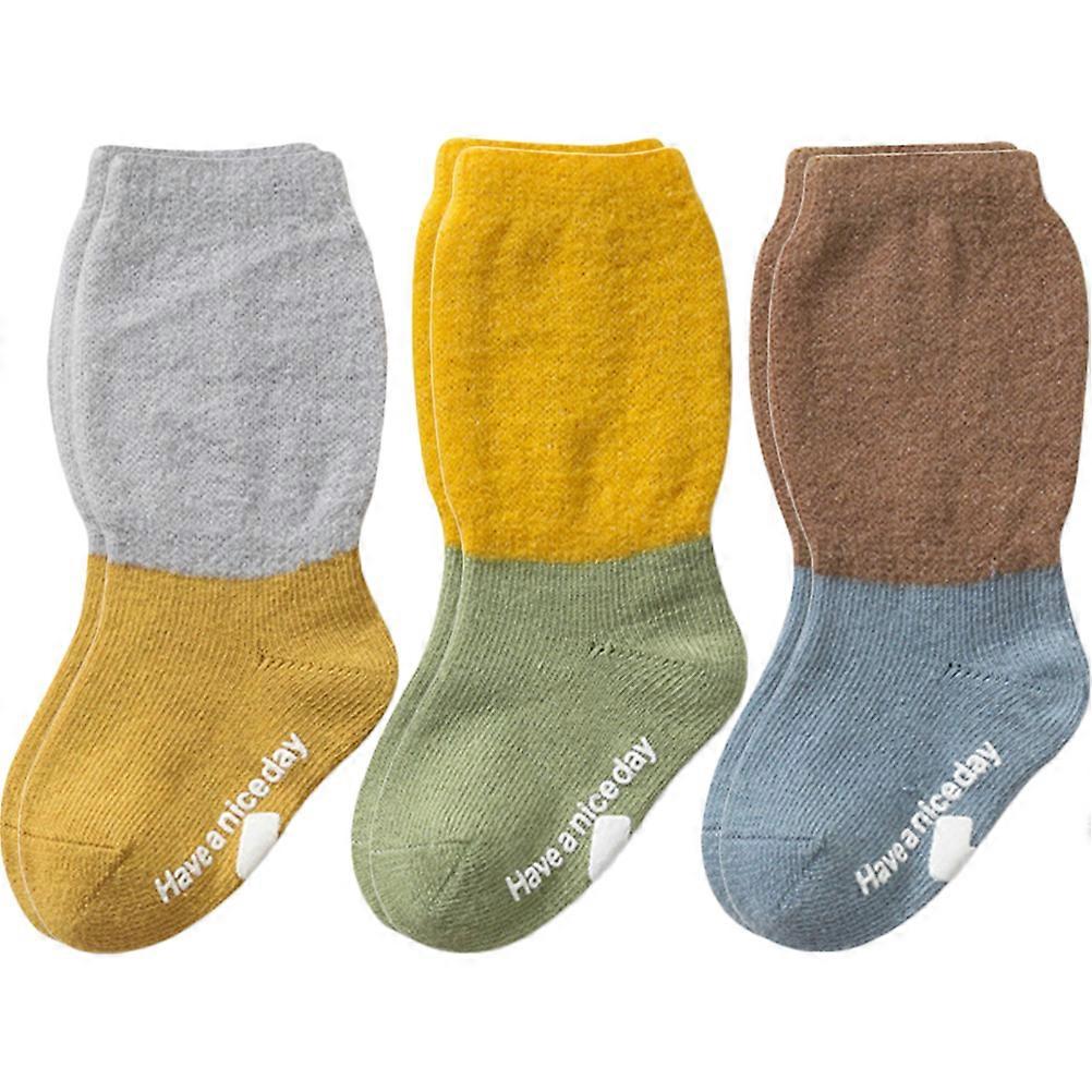 Socks for Toddlers Baby Socks with Grip Daily Use Silicone Grips Comfortable Fabric 3Pairs