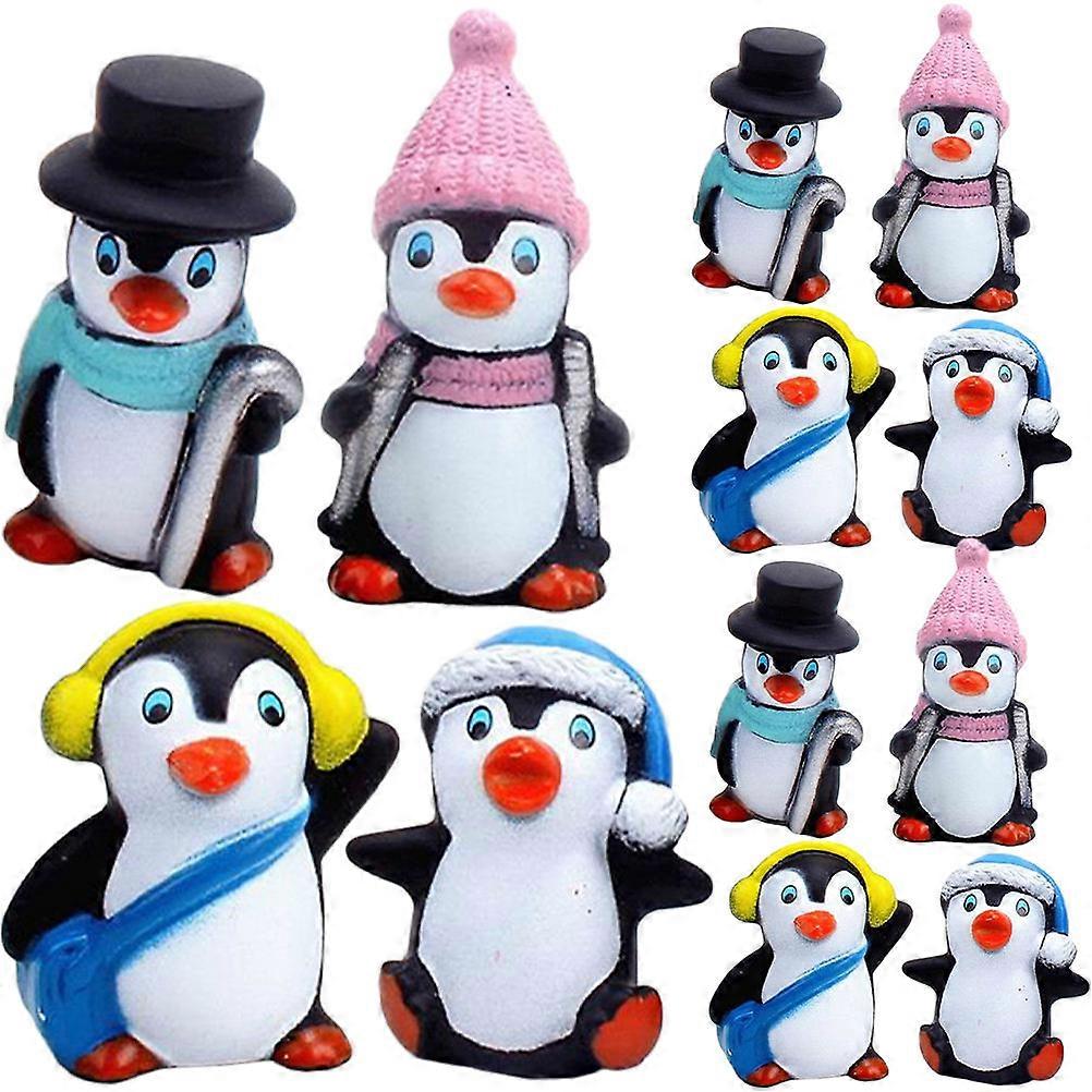 12Pcs Mini Penguin Toys Figures for Cake Decorations