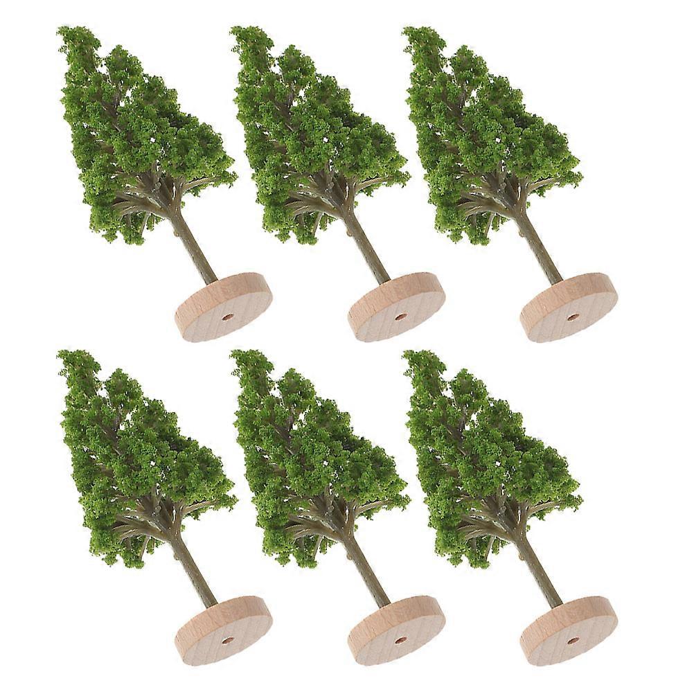 Plastic Miniature Street Trees Realistic Design For Architecture Sand Table Models Green 6Pcs