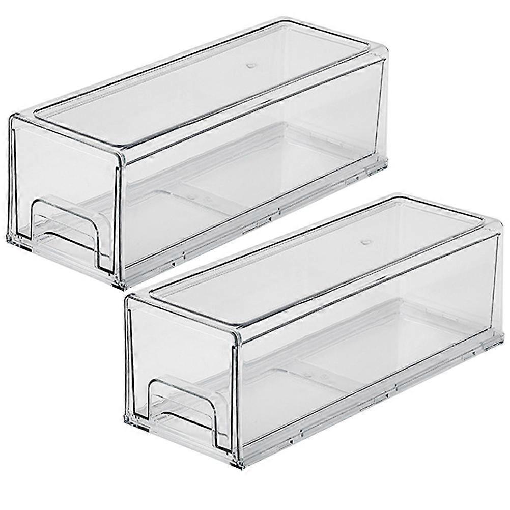 Transparent PET Food Storage Box for Fridge or Freezer Organization with Large Capacity 2 Pieces