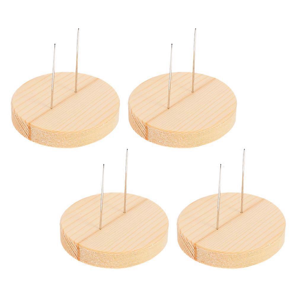 4pcs Crochet Doll Stand with Wooden Base and Metal Needles for Home Decor Display Beige