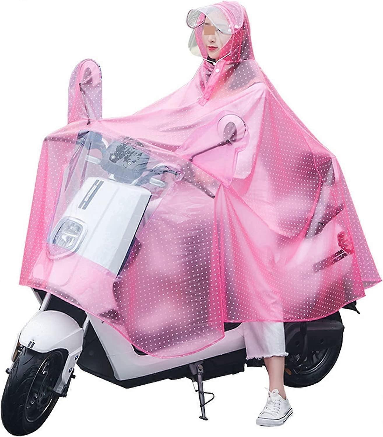 Transparent PVC rain cape, lightweight, compact, reusable, for adults, bicycle, motorcycle, scooter, with lampshade 4XL red