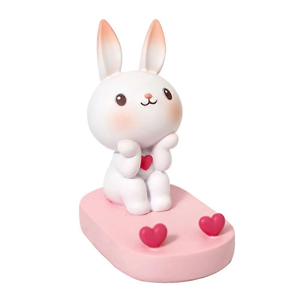 Cute Rabbit Phone Holder Adorable Mobile Stand for Desk, Stable Cellphone Rack for Home Office, Charging, Meetings, Video Viewing Pink Bunny
