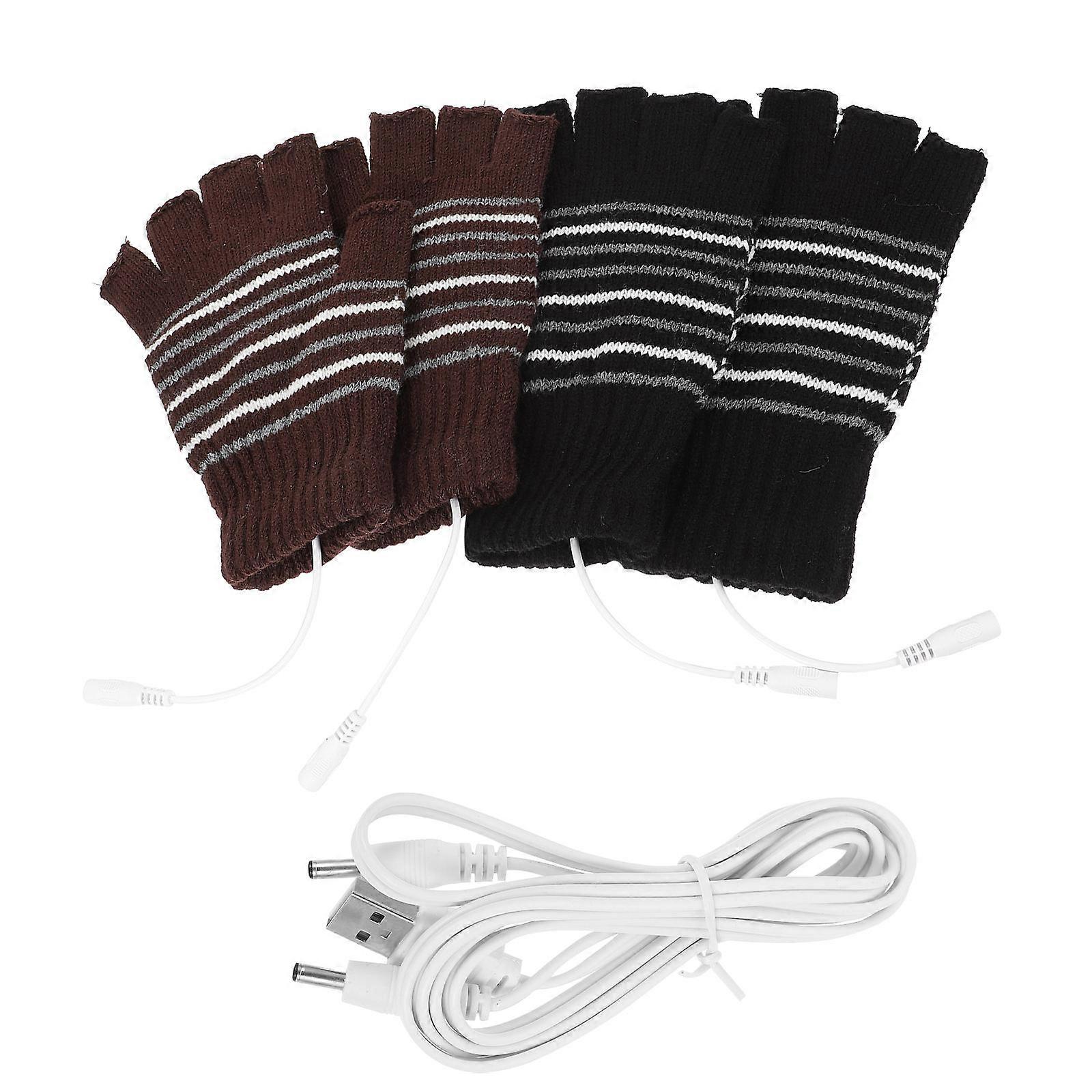 Assorted Color USB Heated Typing Gloves for Home Use Wool Material Flexible Hand Warmers Size 1 Pair