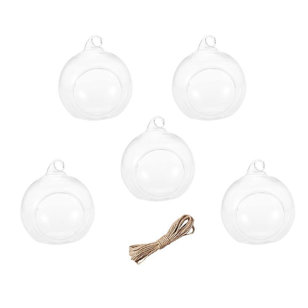 Glass Ball Decoration Set of 5 for Wedding and Home with High Borosilicate Glass and Hemp Rope 10cm