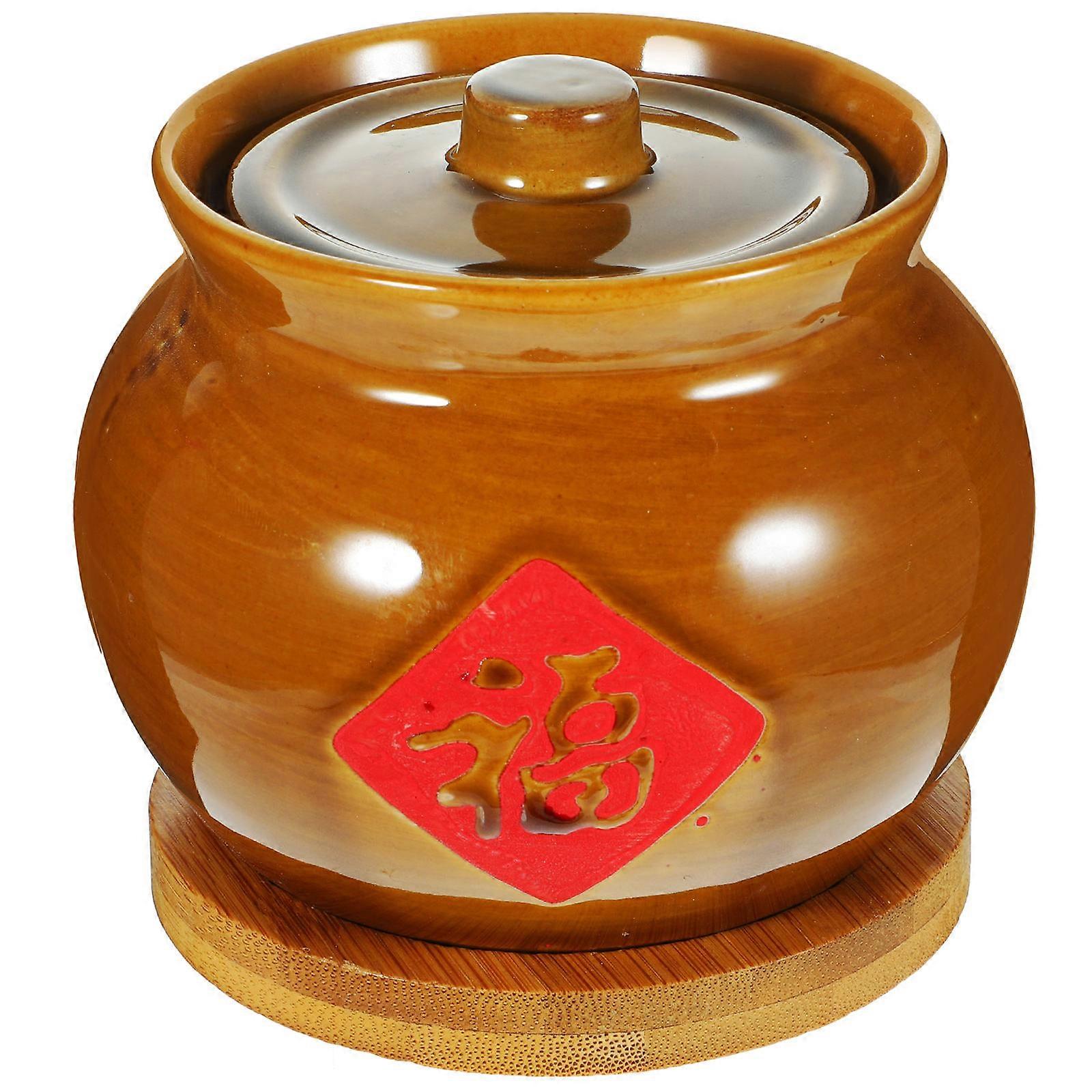 Retro Ceramic Soup Bowls with Lid for Home Use Easy to Clean and Store Assorted Color 1 Set