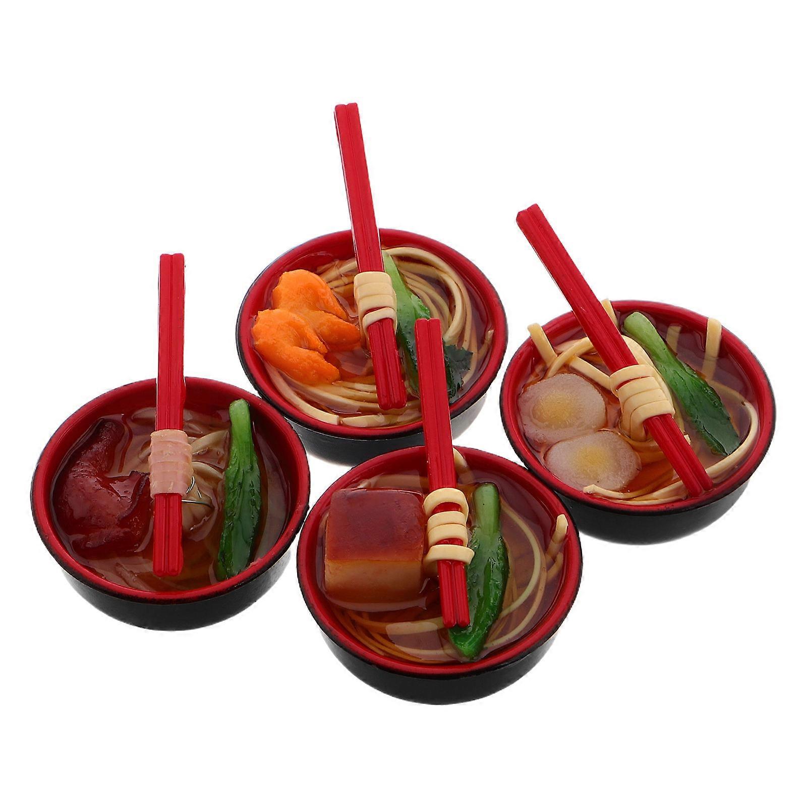 Fake Noodle Model 4Pcs Realistic Appearance Home Decoration Miniature Props Black Color Versatile Use