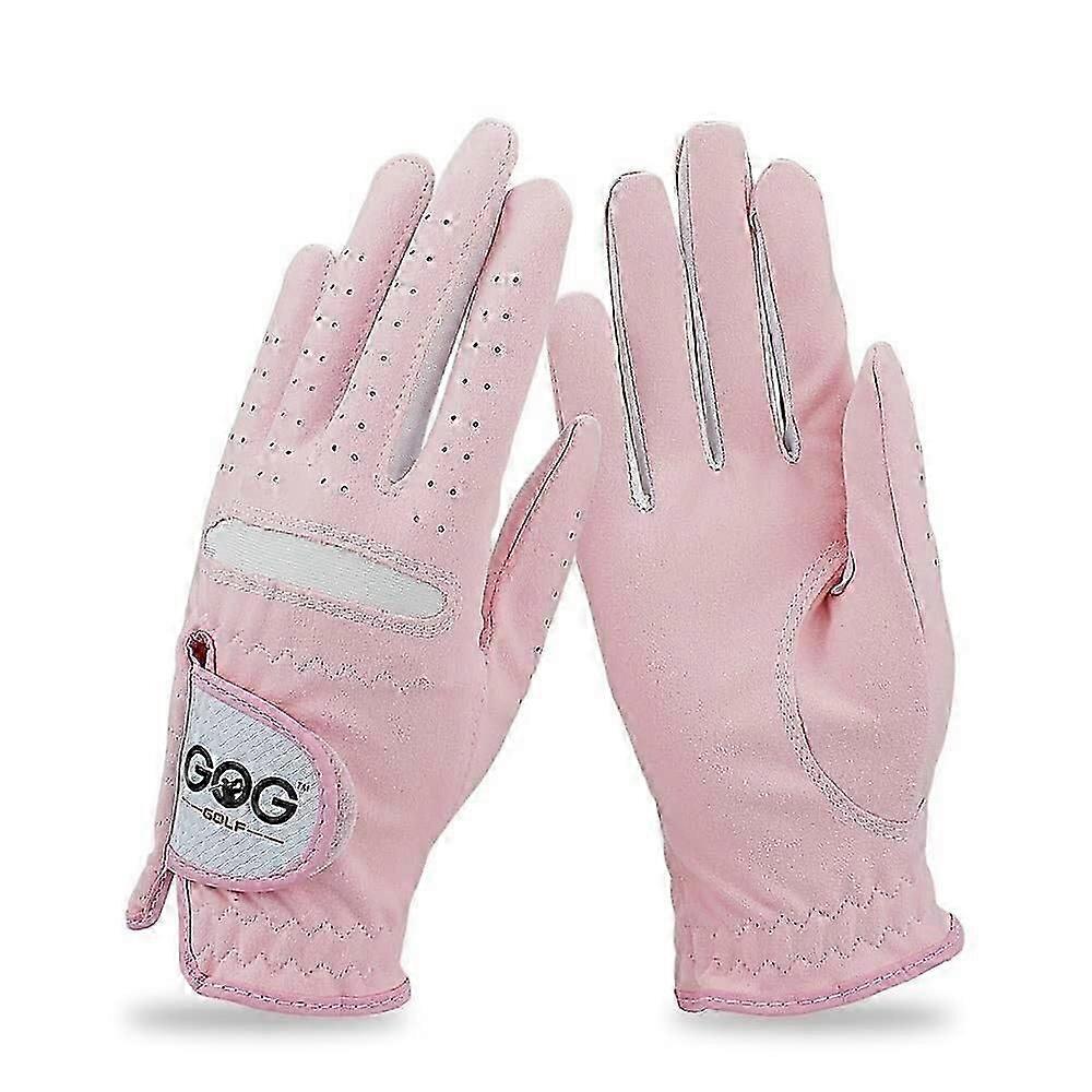 Ladies Soft Pink Breathable Golf Gloves Set - Non-Slip Left & Right Pair (19ml)