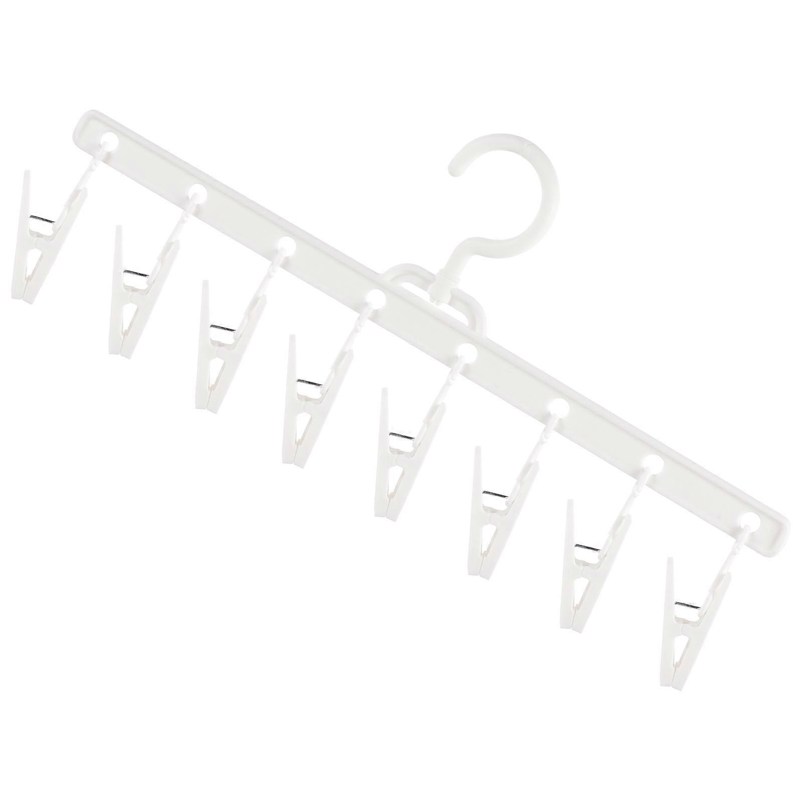 Multifunctional Folding Clothes Hanger Windproof Clips Drying Rack For Indoor Use In White 1Set