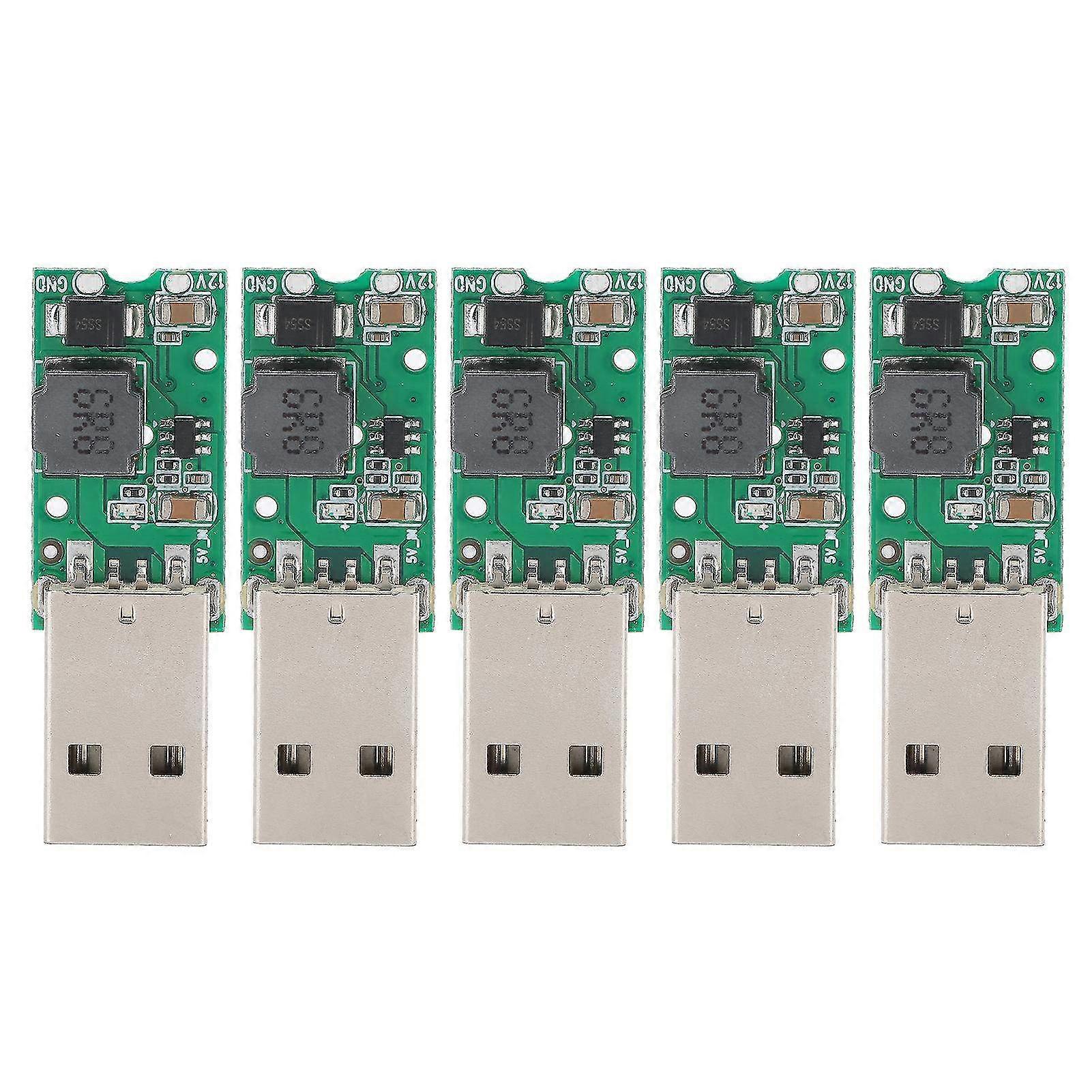 5pcs DIY USB 5V to 12V Step-Up Boost Converter Power Supply Board - Adjustable Voltage Module for Electronics Projects