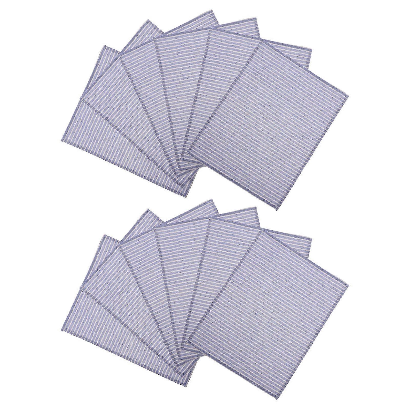 Trendy Blue Linen Cotton Dinner Napkins for Eating Use 12Pcs Washable and Reusable