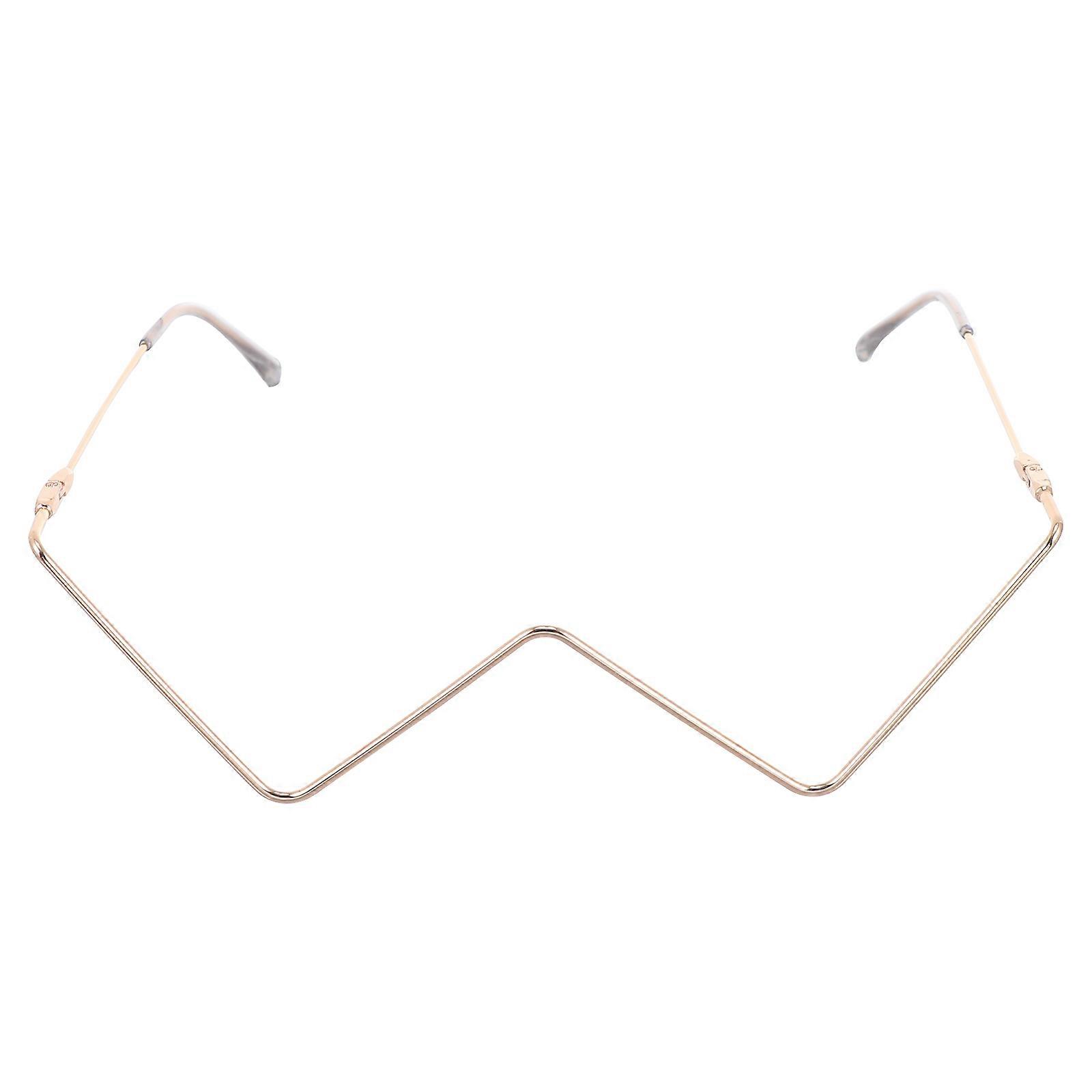 V-Shaped Eyeglasses Frame Without Lenses For Cosplay And Birthday Events In Golden Metal Material 1Pcs