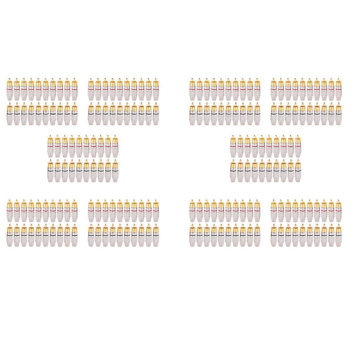 200 Pcs Plug Audio Video Locking Cable Connector Gold Plated