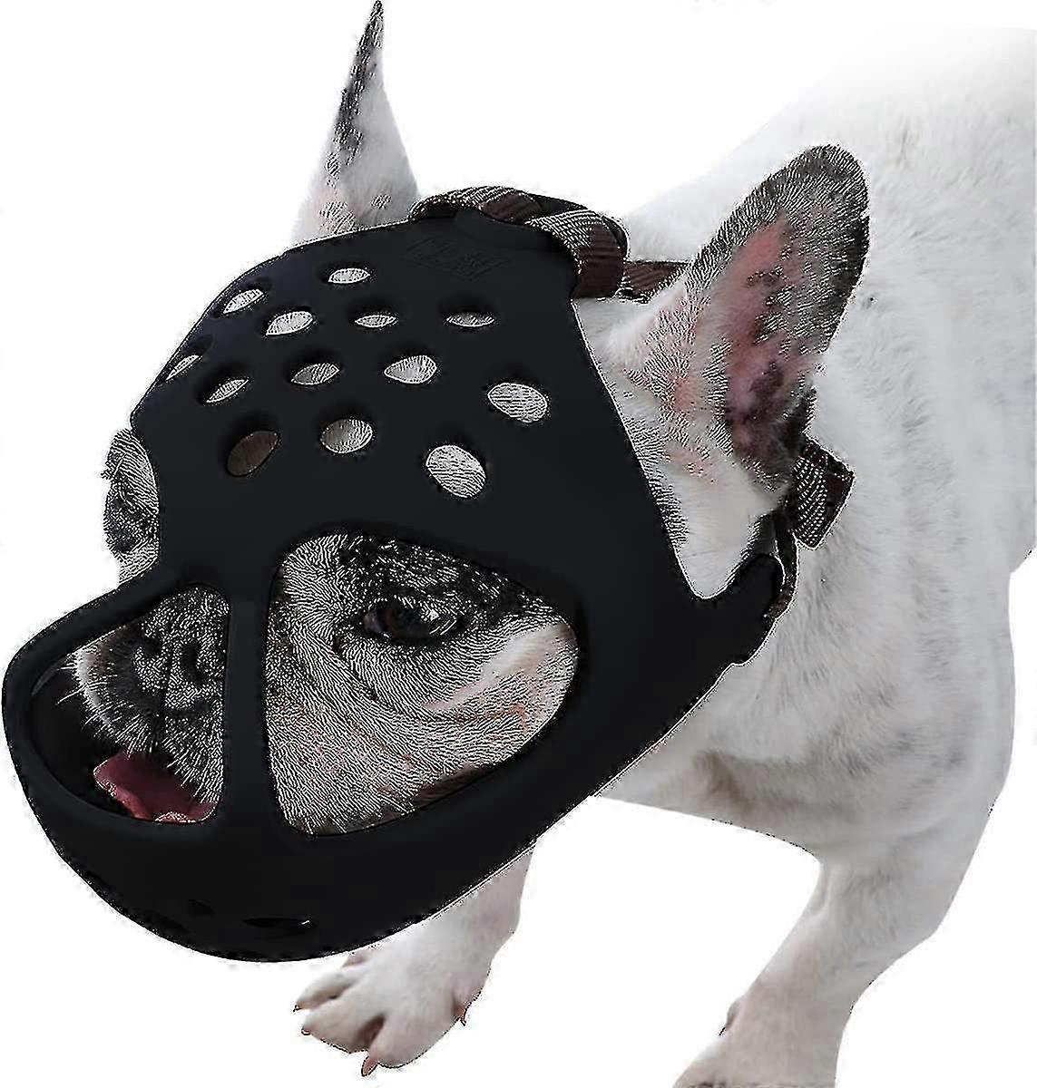 Short Snout Dog Muzzle,soft Silicone Adjustable Breathable Bulldog Muzzle For French Bulldog Shih Tzu And Pug For Biting Chewing Training