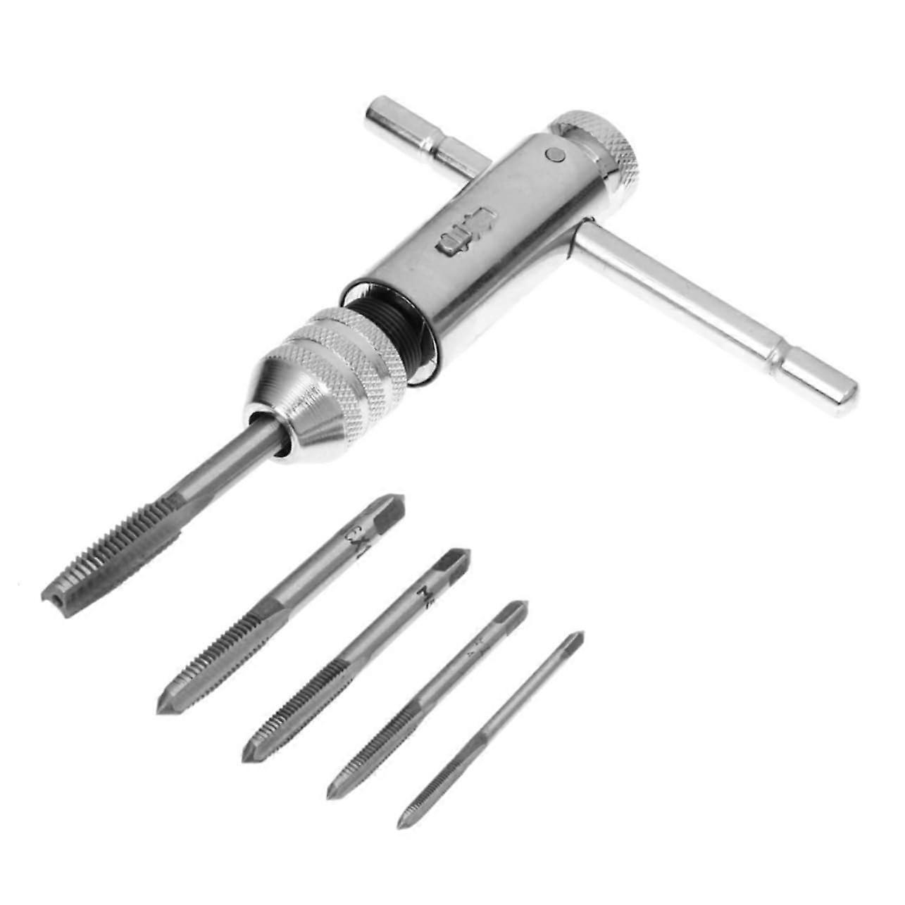 Adjustable T-Handle Tap Wrench High-Speed Steel with Ratchet Function for Metalworking and Thread Cutting Tool