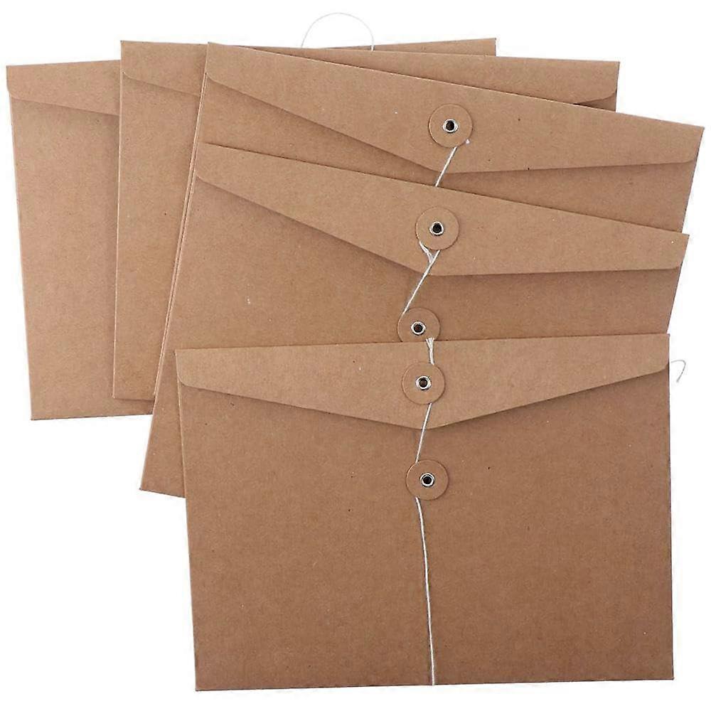5 x A4 Horizontal Kraft Paper Document Folders, Thick, Blank, Ideal for Office Archiving and Storage