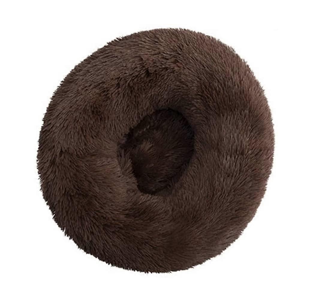 Pet Bed Long Plush Super Soft Kennel Dog Round Cat Winter Warm Pet Nest Puppy Cushion Mat Portable Cat Dog Bed (D,70cm)