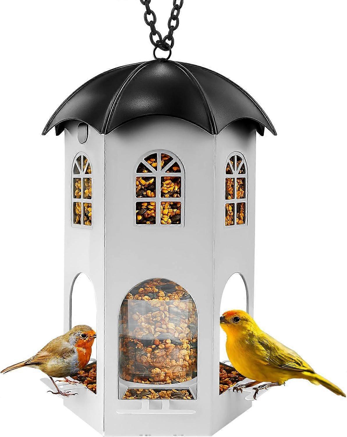 Metal Bird Feeder for Outdoor Hanging, Wild Bird Feeders with Circular Perch, Squirrel Proof Bird Feeder, Easy to Clean & Refill, Large Seed Capacity 