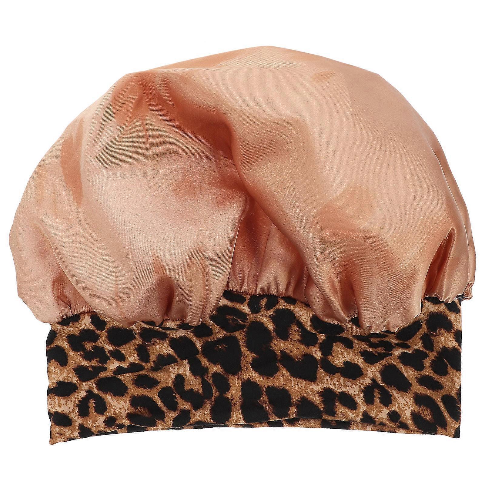 Leopard Print Sleep Hat with Wide Brim for Women Made of Soft Cloth Perfect for Home Use One Size Fits Most