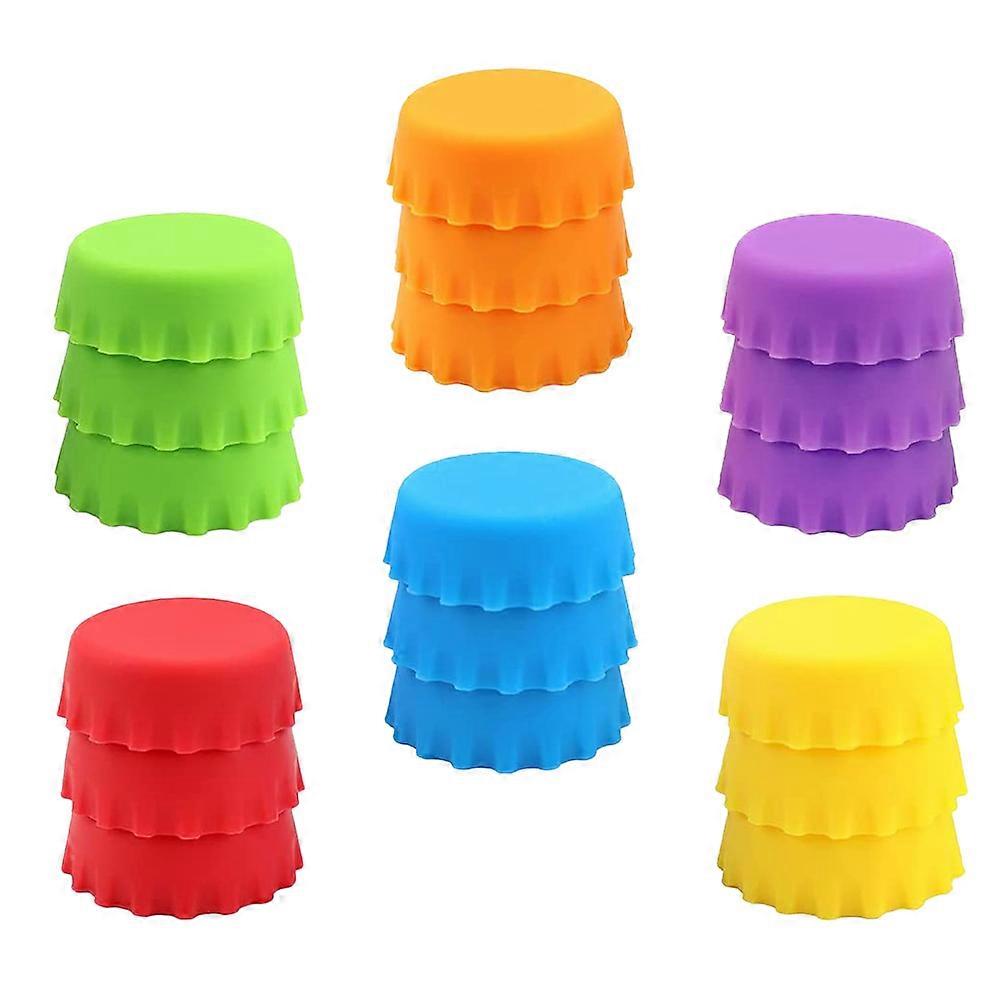 18Pcs Creative Silicone Bottle Stoppers for Kids with Colorful Design and Size Recognition Toys