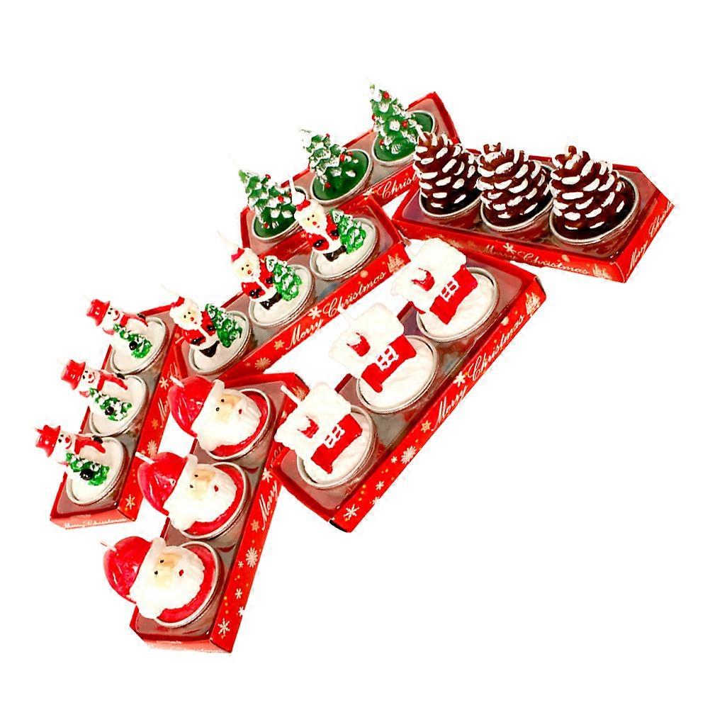 Holiday Pillar Candles For Children And Guests Xmas Style Design 2 Sets