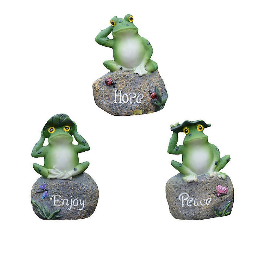 Resin Frogs Ornament 3Pcs Frog Shape Pool Scenery Assorted Color Photography Prop
