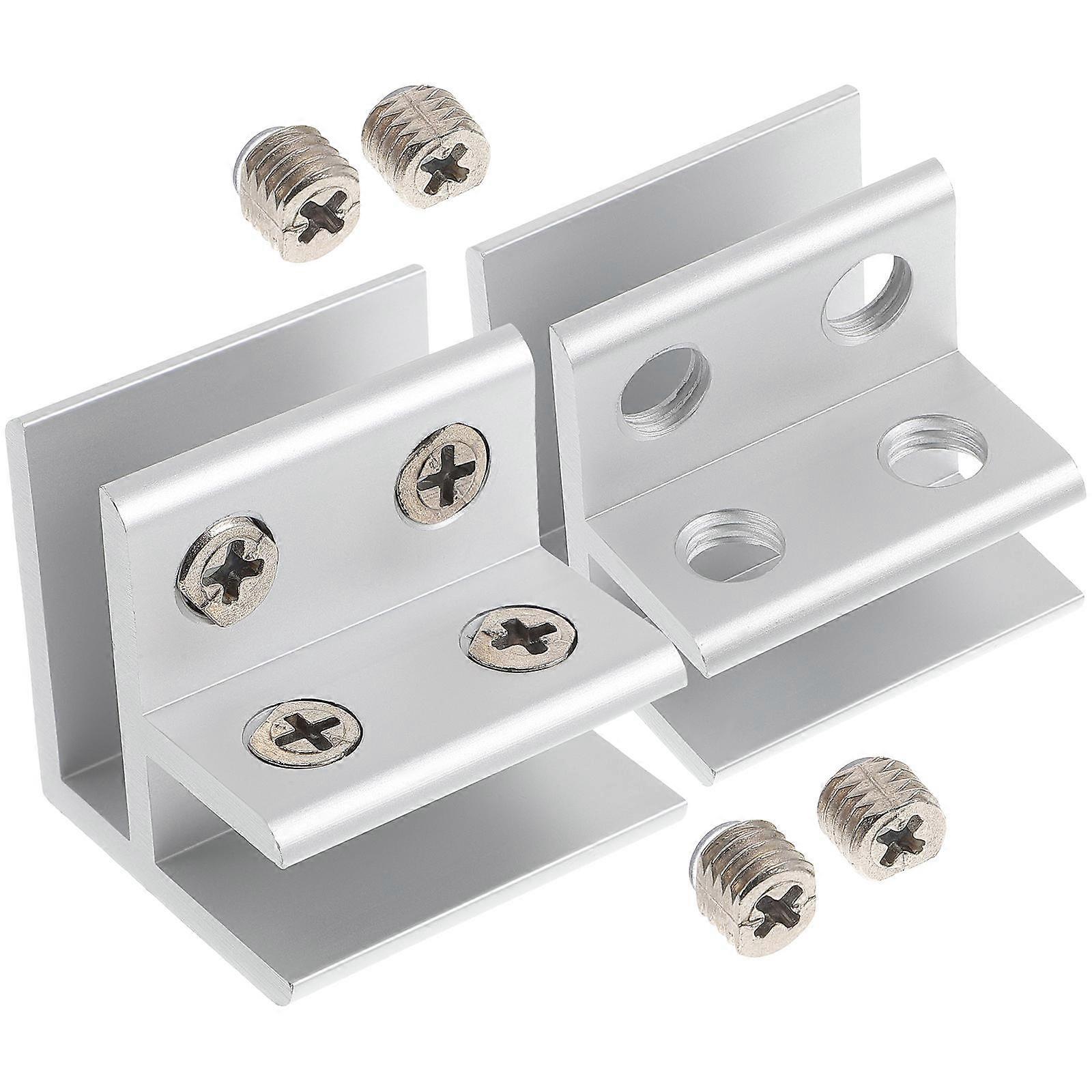 Glass Shelf Brackets 2 Pack Angled Cabinet Clips for Thick Glass Panels, Durable Clamps for Railing, Stoves, Display Cabinets