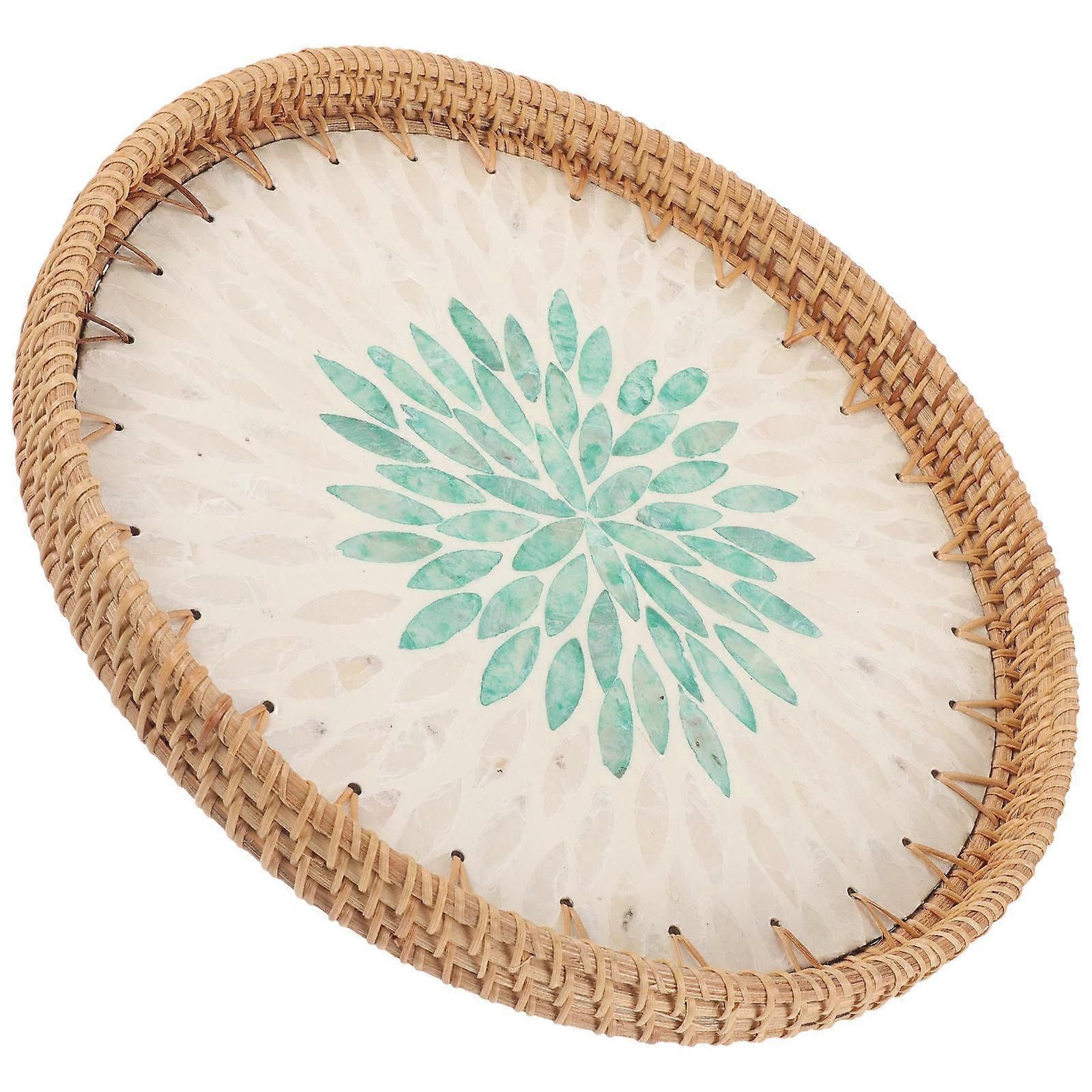 Round Woven Tray, Decorative Storage Basket for Fruit, Snacks, and Home Essentials, Multi Purpose Organizer for Kitchen and Home Decor