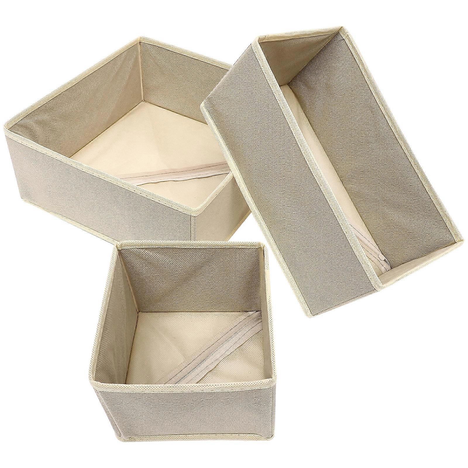 3pcs Collapsible Underwear Storage Boxes, Versatile Drawer Organizers for Socks, Bras & Clothing, Non Woven Closet Organization Solution