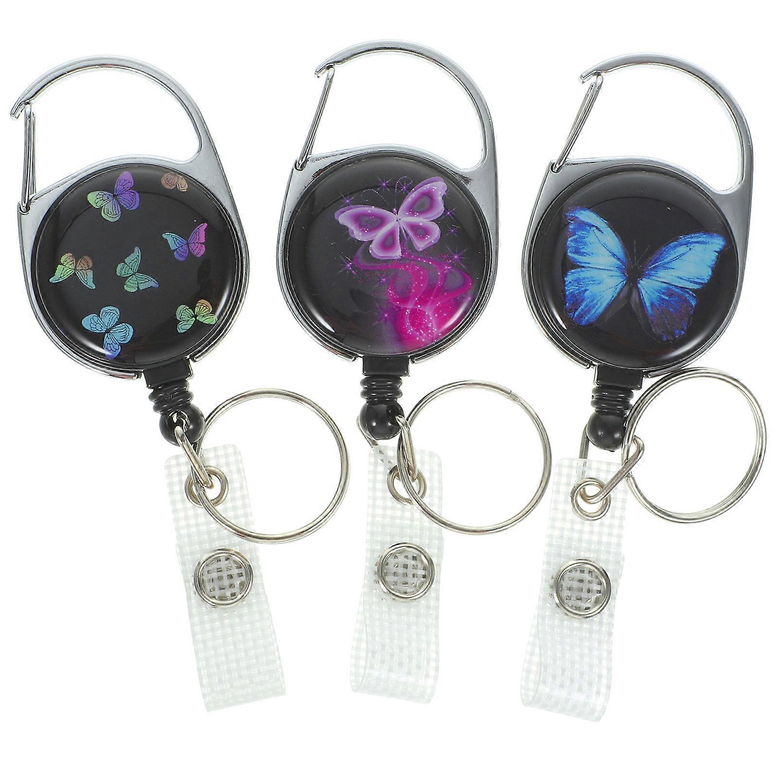 Portable Badge Clips 3Pcs Ideal For Daily Use And Gifting Specifically Designed For Nurses Teachers And Students Beautiful Butterflies-Pattern Design