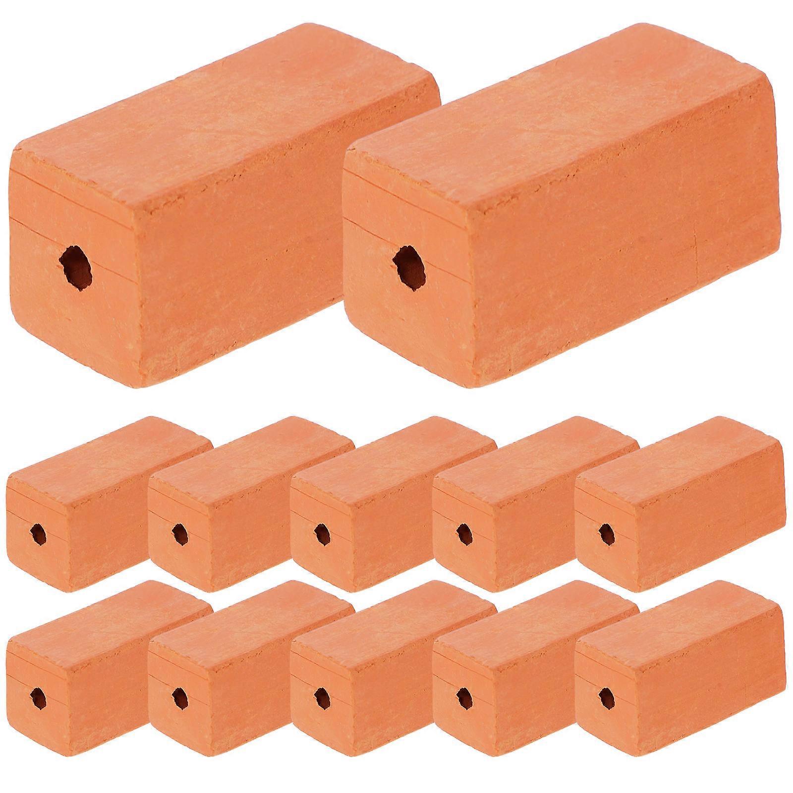 Ceramic Mini Bricks for Crafts Red Decorative Building Blocks for Miniature House Models 30pcs