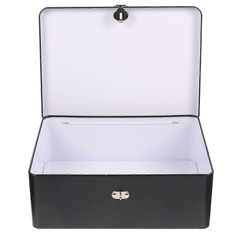 Storage Tin With Lock Decorative Jewelry Storage Case For Desk Organizer 17.5X13X7.5CM Retro Art Design 1Set