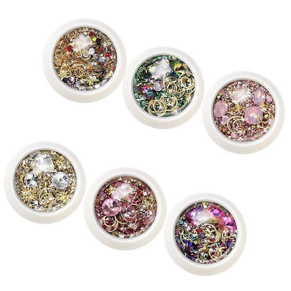 Beautiful Nail Decoration Supplies For Females DIY Manicures In Assorted Color With Durable Rhinestones 6 Sets