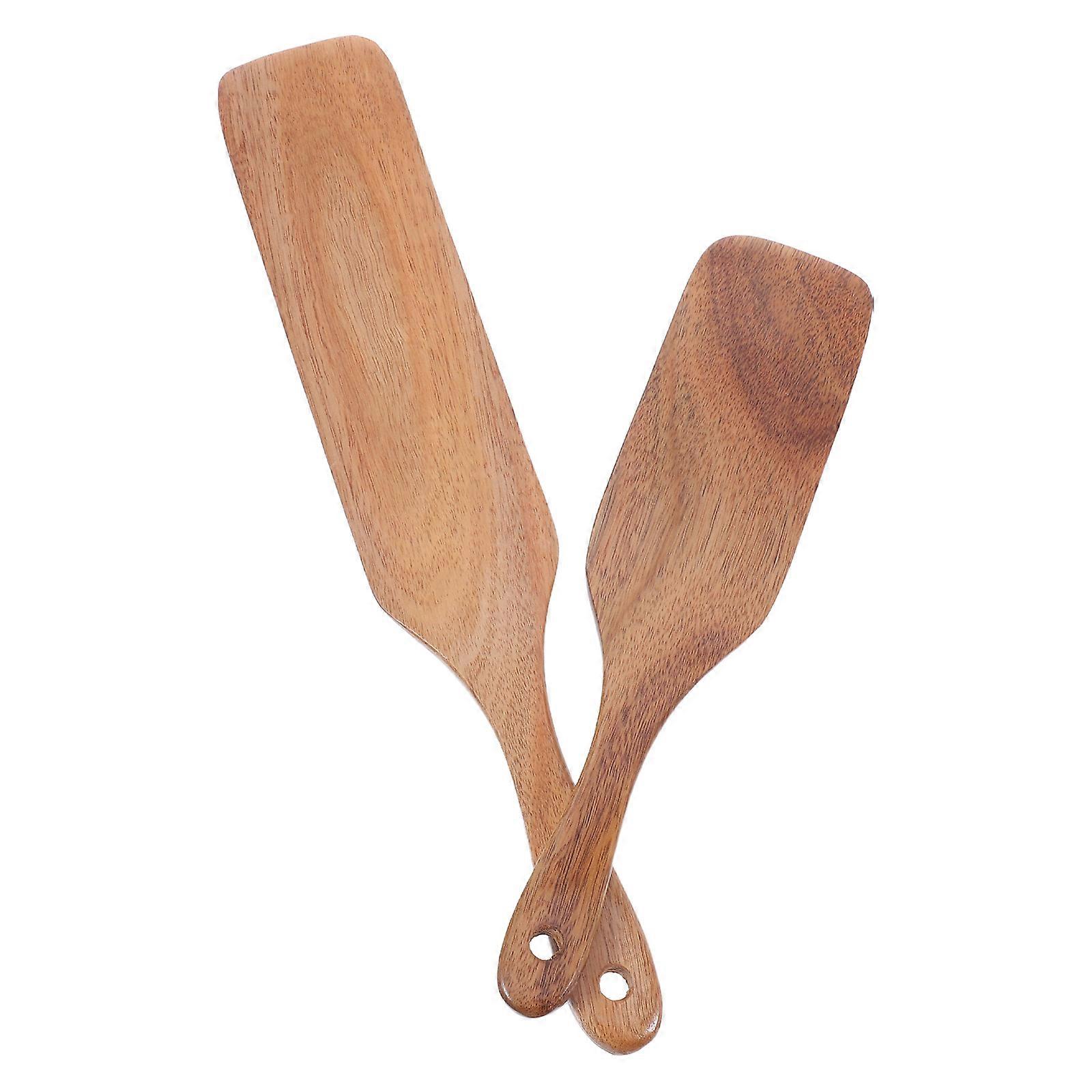 Wooden Kitchen Spatula with Long Handle for Convenient Cooking in Light Brown Color 12.5 inches