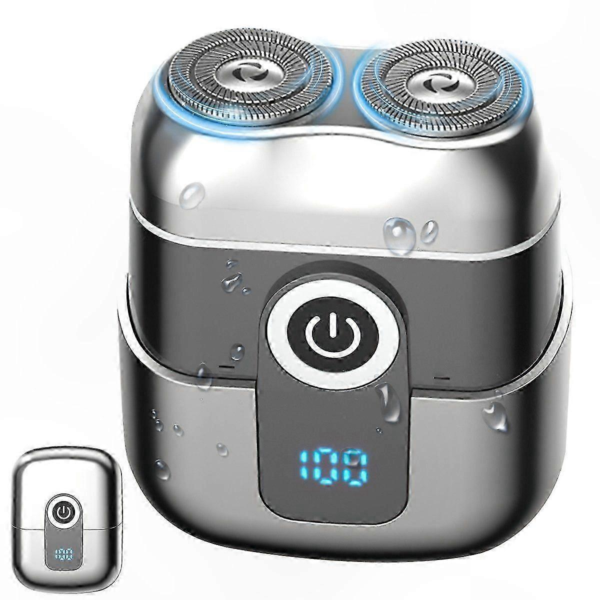Men's Mini Electric Shaver with LED Display and Compact Design for Travel and Home Use