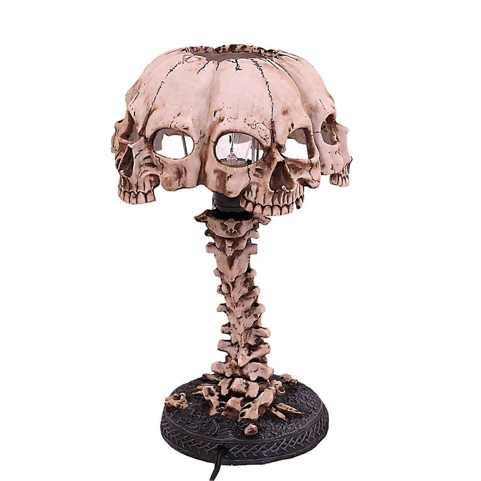 Skull Table Lamp, Skeleton Skull Light 4 Skull Night Light Gothic Lamp Resin Horror Lamp Decoration