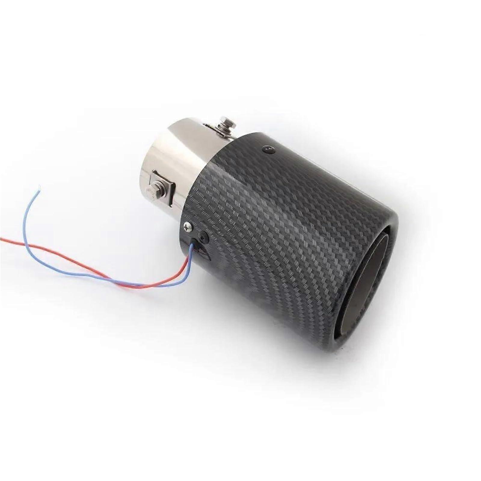 Car Exhaust Tailpipe Modified Single Outlet, Red/Blue Light, Universal (TP1009ZJBL)
