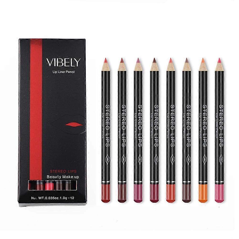 Set de lápices delineadores de labios mate lápiz labial a prueba de agua largo