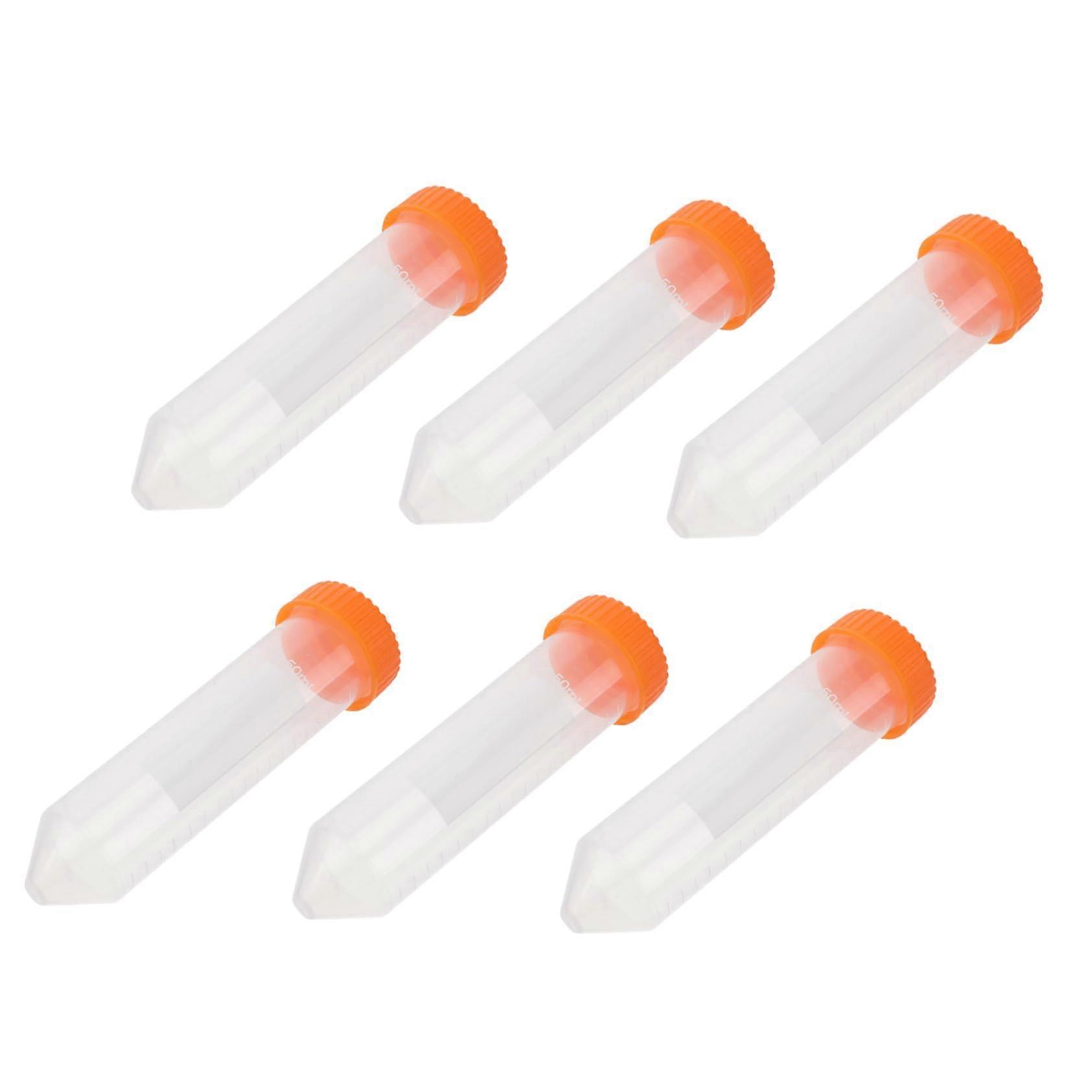 50pcs Science Laboratory Test Tubes with Screw Caps High Transparency Vented Closed Positions Measurement Scale Random Colors