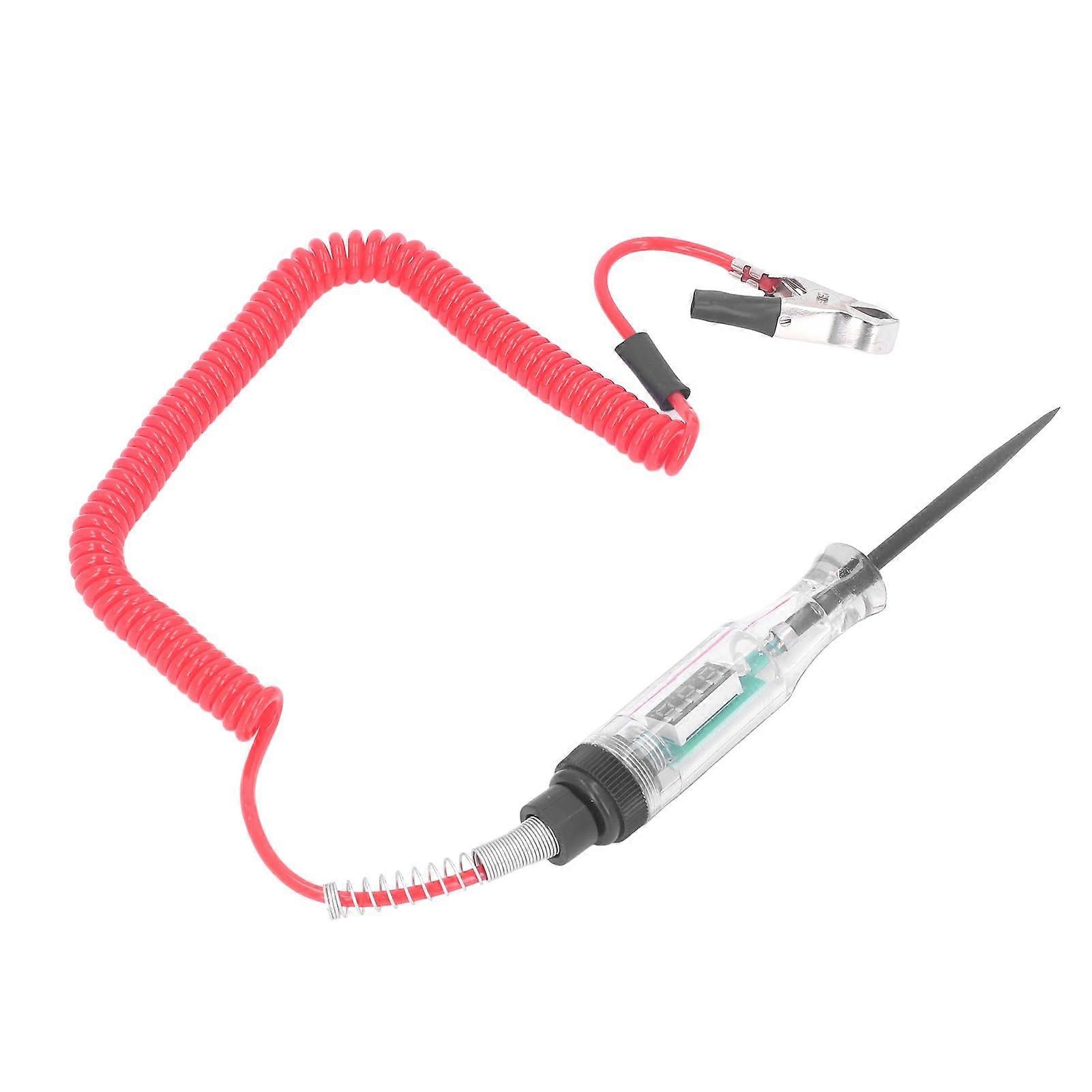 Automotive Testing Pen, Lightweight Portable LED Tester, Telescopic Spring Cable Digital Display (Red Wire Type)