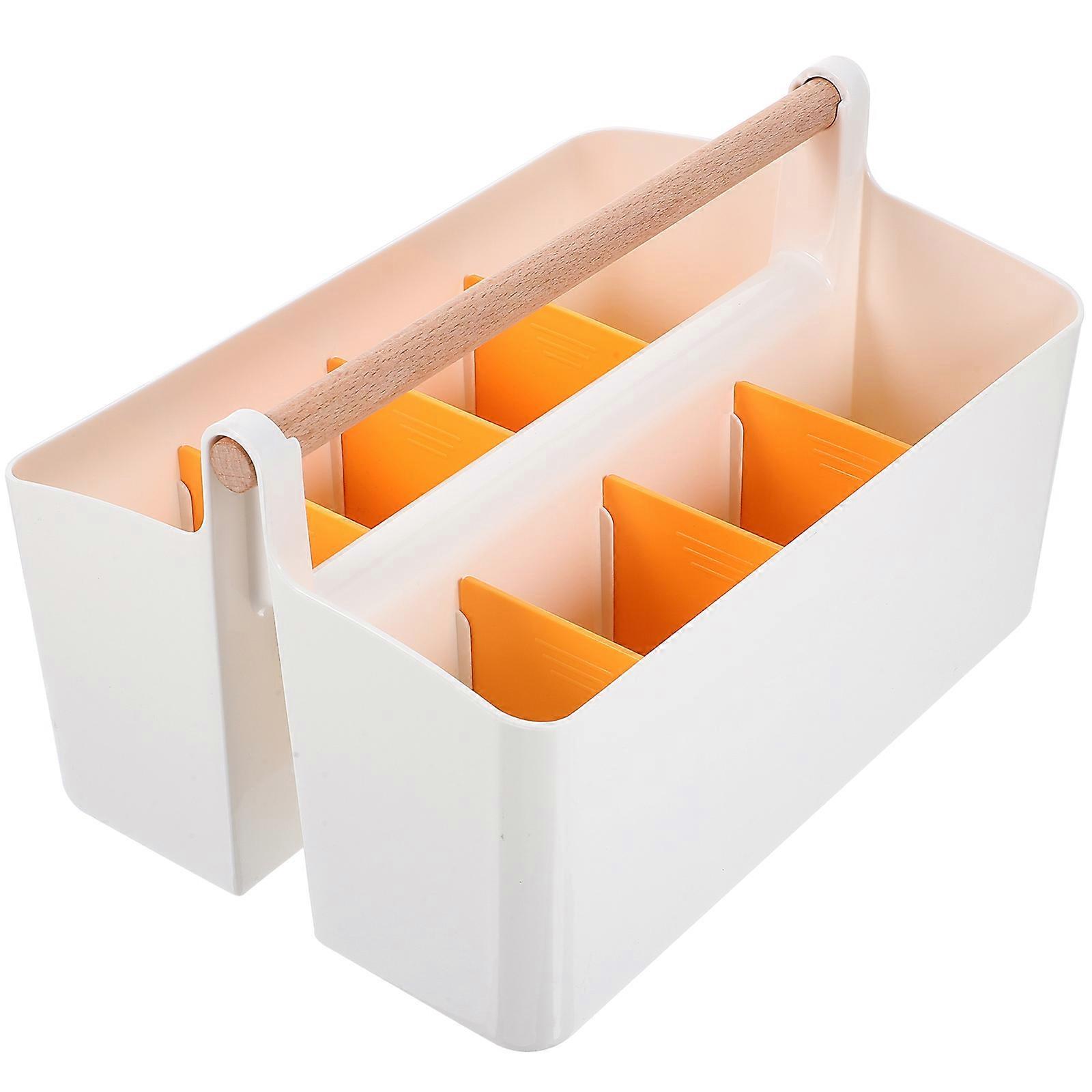 Desk Storage Organizer Cosmetics Storage Box Bedroom Yellow Plastic Multi-Functional Storage 1Pcs